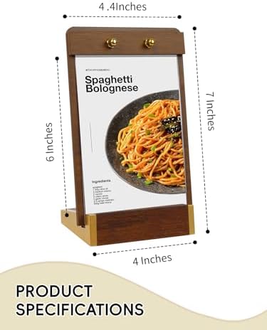 Mini 4X6 Acrylic Sign Holder Tabletop Vertical with Wood-Color Base