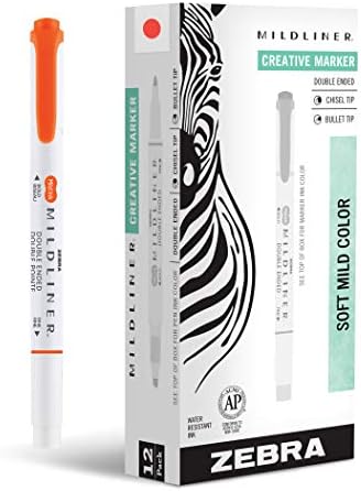 Zebra Pen MILDLINER No Bleed Highlighter, Marigold Color, Dual Tip, 12-Pack