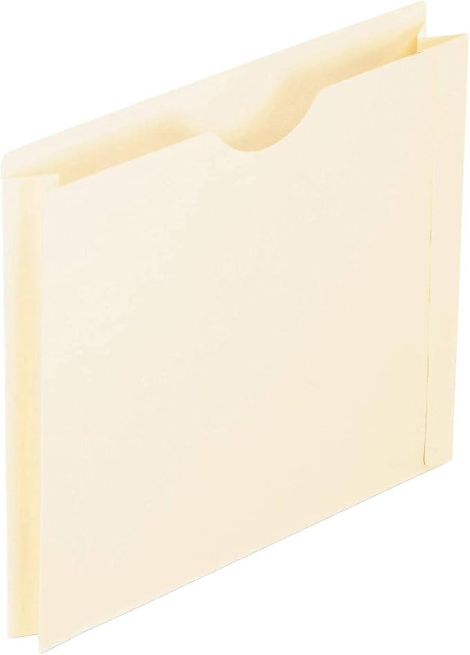 Pendaflex File Jackets, Letter Size, Manila, 2" Expansion, Reinforced Straight-Cut Tabs with Thumb Cut, 50 per Box (22200EE), Beige