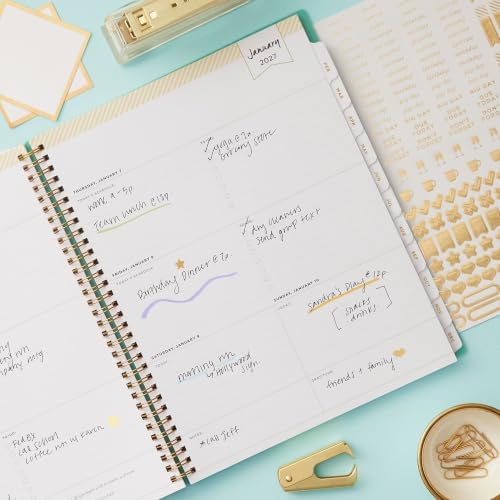 Blue Sky 2027 Weekly & Monthly Planner, 8.5"x11", Secret Garden Mint