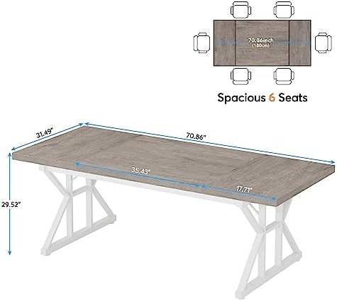 Tribesigns 70.8-Inch Executive Desk, Large Computer Office Desk Workstation, Modern Simple Style Laptop Desk Study Writing Table Business Furniture for Home Office (Grey/White, 70.8 Inch)