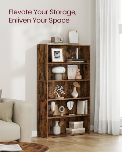 VASAGLE 5-Tier Bookshelf, Storage Organizer, 9.4 x 31.5 x 52.5 Inches