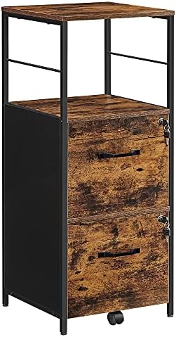 VASAGLE 2-Drawer File Cabinet with Lock, Open Shelf, Printer Stand