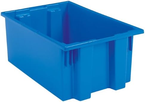 Akro-Mils 35200 Nest and Stack Plastic Storage Container and Distribution Tote, (19-1/2-Inch L x 13-1/2-Inch W x 8-Inch H), Blue, (6-Pack)