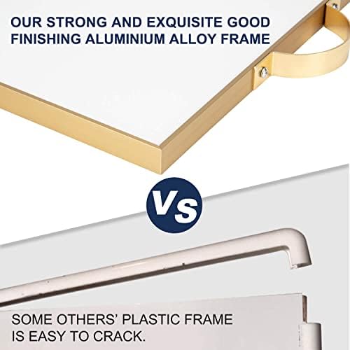 TSJ OFFICE Small Combination Board - 16" X 12" Portable Aluminum Gold Framed Magnetic Dry Erase Board for Wall, Small Bulletin Cork Board with Holder for Office, Home and School