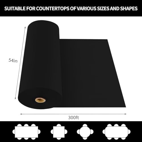 CXPSINC 54 Inch X 300 Feet Plastic Table Cover Roll Disposable Tablecloth with Slide Cutter for All Type/Shape Tables | Party, Banquet, Birthdays, Weddings(Black, 300 Feet)