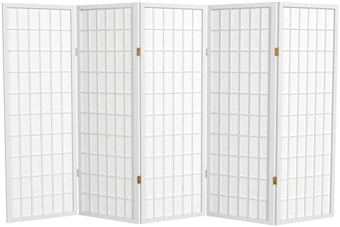4 ft. Short Window Pane Shoji Screen - White - 5 Panels