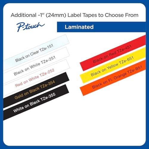 Brother Genuine P-Touch TZE-651 Tape, 1" (24 mm) Standard Laminated P-Touch Tape, Black on Yellow, for Indoor or Outdoor Use, Water-Resistant, 26.2 ft (8 m), Single-Pack, TZE651, 24mm