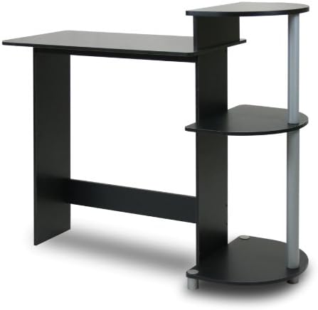 Furinno COMPACT Desk, 28.5" Wide Gaming Desk with Shelves, Computer Desk with Book Shelf, Office Desk for Home Office, Study Room, Dorm, Bedroom, Black