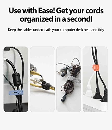 Ringke Silicone Cable Ties [Reusable Cable Management] Flexible Cord Organizer, Adjustable Length Long-lasting Durable Cable Clips - 15 Pack