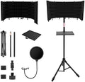 Microphone Isolation Shield – Foldable & Adjustable Soundproof Panel for Recording, Podcasting, Vocal Booth, Studio & Home Use (Six-sided high stand)