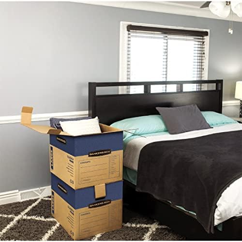 Bankers Box Large Prime Moving Box 6 Pack, Reinforced Handles, Tape-Free Assembly, Attached Lid, 18-in x 18-in x 24-in (0062904)