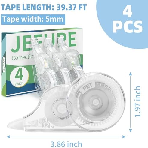 4 Pcs Wrong Out Correction Tape, 39.4 Ft, 0.2 in Width