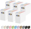 Oterri Portable Collapsible Cardboard File Box with Handle for Letter-Size | 6-Pack. Stainless Steel Handle. Label Stickers Included. Fits Letter Folders (Not Included). Home, Office, School, Dorm, Tax.