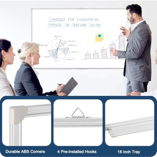 Double-Sided White Board Dry Erase Magnetic Whiteboard Wall 60x48 Foldable