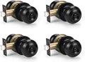 KNOBWELL 4 Pack Black Door Knob, Privacy Door Knobs for Bedroom and Bathroom Doors, Keyless Interior Door Knob, Round Locking Door Knob Privacy Function, Matte Black Door Handle