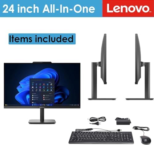 Lenovo 24" FHD All in One Desktop Computer | Intel 12th Gen Core i3 8-Core CPU | 16GB RAM, 1TB Storage (512GB SSD+512GB External) | Lifetime Microsoft Office for The Web | WiFi 6 | UHD Graphics