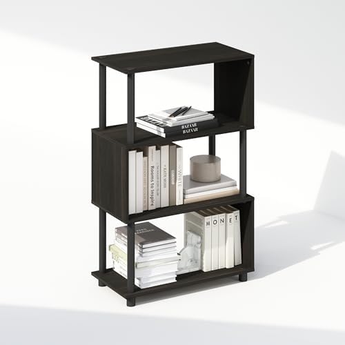 Furinno Reed 4-Tier Geometric Book Shelf with Open Shelf, Espresso