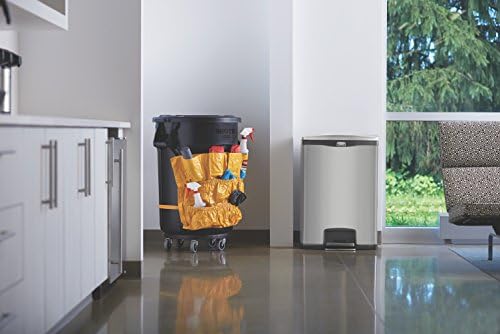 Rubbermaid Commercial Products Slim Jim Front Step-On Trash Can Stainless Steel 24 Gallon Black Indoor/Outdoor Waste Container for Office/Hospital/Mall/Kitchen