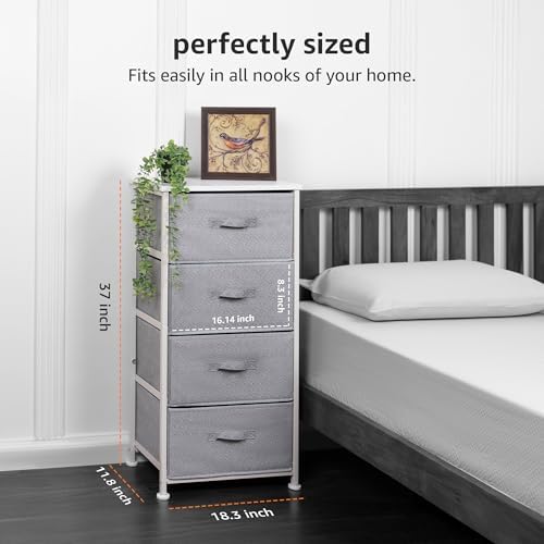 Amazon Basics Fabric 4-Drawer Storage Organizer Unit for Closet, Bedroom, White