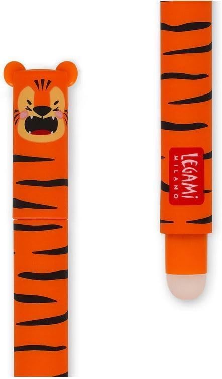 LEGAMI - Set of 7 Erasable Gel Pens with Thermosensitive Erase Ink, Range of ink colours & barrel designs, 0.7mm Tip, Unicorn, Hippo, Butterfly, Corgi, Tiger, Giraffe, Teddy Bear Designs