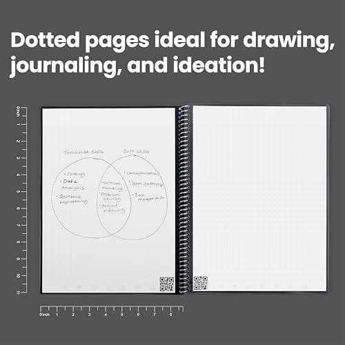 Rocketbook Core Reusable Spiral Notebook, Letter Size 8.5x11, Teal - Dotted Pages, App-Connected, Erasable, Durable Cover, Ideal for School, Work, and Creative Projects
