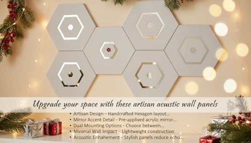 Decorative Wall Acoustic Panel. 12 x 10 x 0.4 inches with an artisan mirror design or floral design (Floral-Pink)