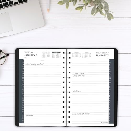 AT-A-GLANCE 2026 Appointment Book Planner, Daily, 5" x 8", Small, Half-Hour, Black (702070526)
