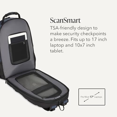 SWISSGEAR 1900 ScanSmart Laptop Backpack, Fits Most 17-Inch Laptops, TSA-Friendly Lay-Flat Design, RFID Protection, and Tablet Pocket, Black, 31L, 18.5-Inch