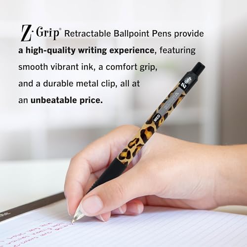 Zebra Pen Z-Grip Animal Print Retractable Ballpoint Pen, Black, 1mm, 18-Pk