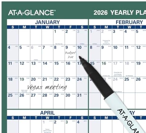 AT-A-GLANCE Erasable Calendar 2025-2026, Dry Erase Wall Planner, 24" x 36", Large, Academic & Regular Year, Double Sided, Vertical (PM210S28)