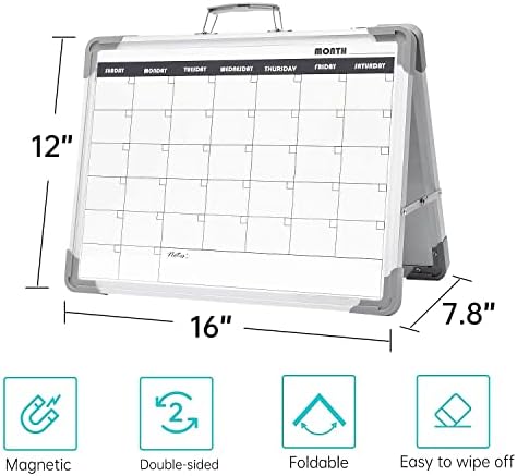Dry Erase Board 16x12 Double Sided Magnetic Small Whiteboard with Stand