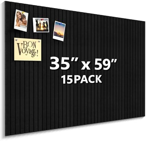 Enayplon Black Felt Board 59" x 36", Large Cork Board for Wall, Felt Wall Tiles 15 Pack, Bulletin Boards for Office, Home, Wall Decor, Pin Boards for Walls