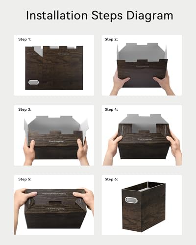 Oterri Portable Collapsible Cardboard File Box with Handle for Letter-Size | 8-Pack. Stainless Steel Handle. Label Stickers Included. Fits Letter Folders (Not Included). Home, Office, School, Dorm, Tax.