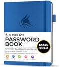 Clever Fox Password Book with Alphabetical Tabs, 4"x5.5" Keeper Royal Blue