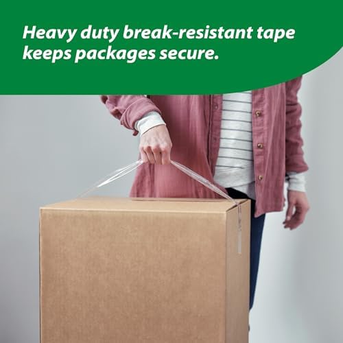 Duck HD Clear Packing Tape Refills - 4 Rolls of Heavy Duty Shipping and Moving Packing Tape - Clear Strong Packaging Tape for Boxes, Packing and Moving Supplies - 1.88 In. x 54.6 Yards (240378)