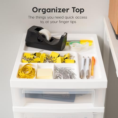 IRIS USA 6-Drawer Rolling Storage Cart, White/Clear