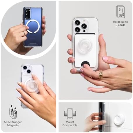 PopSockets Phone Grip for MagSafe with Kickstand, Magnetic Stand, Swappable Top, Secure Hold for iPhone MagSafe Cases, Phone & Tablet Grip - Sterling Blade Book
