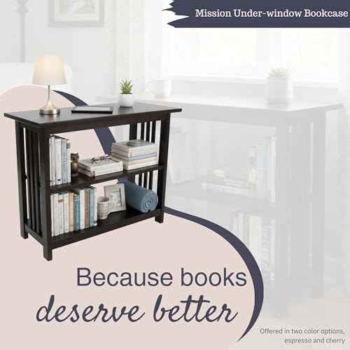 Alaterre Mission Bookcase with Adjustable Shelf, Espresso, 31”W x 24”H