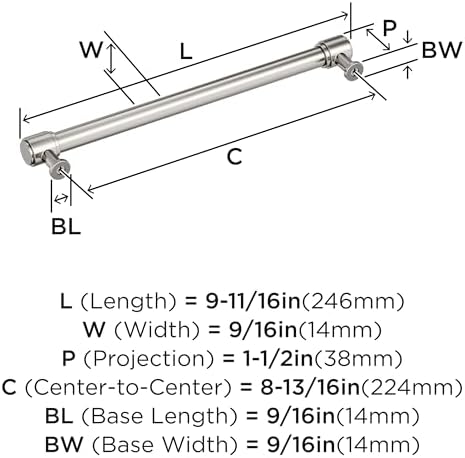 Amerock 8-13/16" Faircrest Polished Nickel Drawer Pull