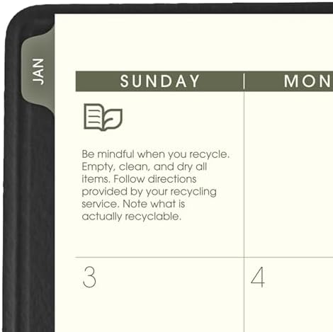 AT-A-GLANCE 2027 Planner, Monthly, 13-Month Jan-Jan, 9" x 11", Tabbed, Unruled Daily Blocks, Recycled Black (70260G0527)