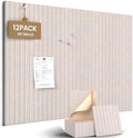 JBER Felt Bulletin Board 48" x 36", 12 Pack Felt Wall Tiles, Light Camel