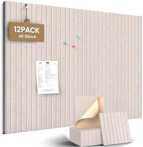 JBER Cork Board Alternative, 12 Pack 48" x 36" Felt Board, Light Camel