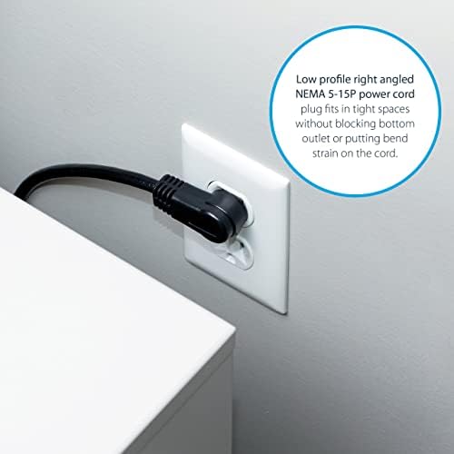 StarTech.com 3ft (1m) Power Extension Cord, Right Angle NEMA 5-15P to NEMA 5-15R, 13A 125V, 16AWG, Computer Power Extension Cord, Flat Extension Cord, AC Outlet Extension Cable, UL Listed (PAC101R3)