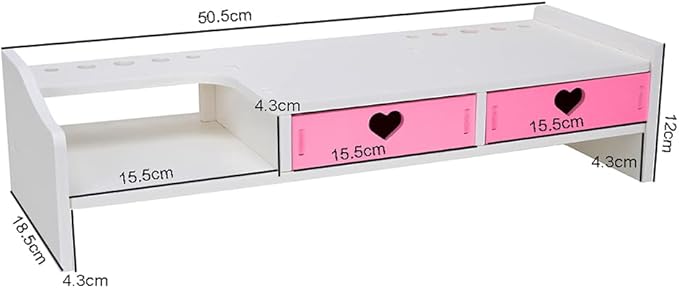 Kawaii Desk Organizer Cute Desk Organizer with Drawers Monitor Riser Stand Monitor Riser Computer Stand for PC, Laptop, Printer