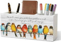 Christian Bird Pencil Pen Holder for Desk Organizer, Christian Gifts for Women Men, Religious Bible Verse Wooden Box Decorations for Home Office Bedroom Desk Tabletop Decor