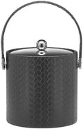 Kraftware Ice Bucket with Bale Handle and Metal Cover, Black - 3 Quart