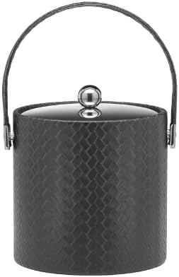Kraftware Ice Bucket with Bale Handle and Metal Cover, Black - 3 Quart