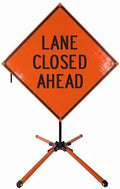 Traffic Roll-Up Sign Kit with Stand – Collapsible Safety Sign & Heavy-Duty Portable Stand, High Visibility, Easy Setup (Lane Closed Ahead, Reflective)