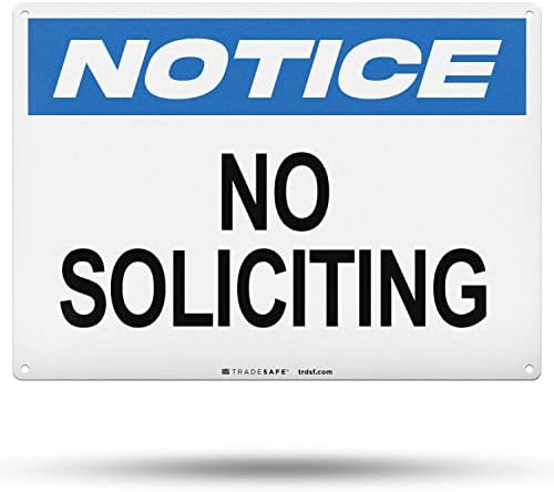 TRADESAFE No Soliciting Sign - Aluminum Safety Signs for Business, Light Reflective, UV-Resistant, Waterproof, 14” X 10” No Solicitors Sign